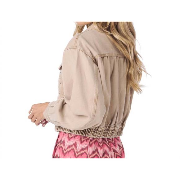 NEW ESQUALO embellished jean jacket in dark sand - Picture 2 of 3